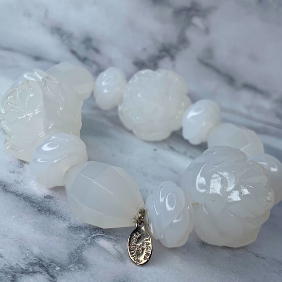 Tarina Tarantino XL Ice Milk Carved Rose Bracelet